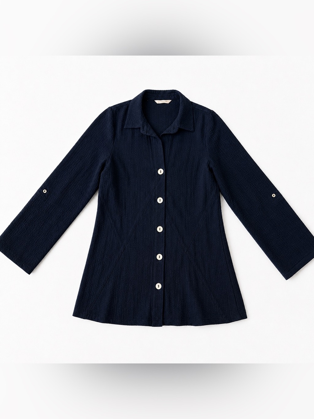 Soft Surroundings Black Textured Long Sleeve Button Up Shirt Size M